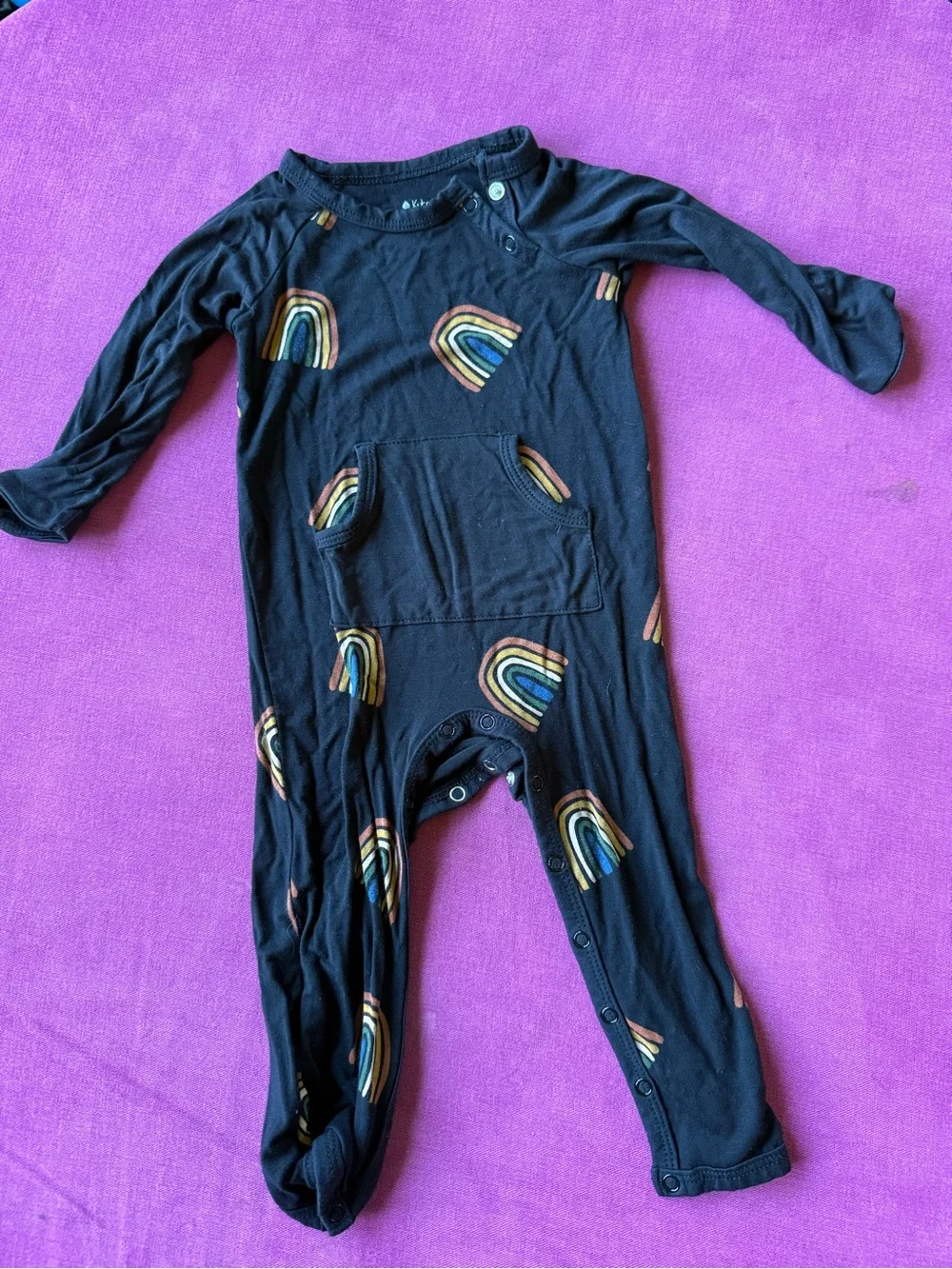 Kyte BABY Black One-Piece with Rainbow Motifs